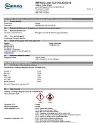 IMPREG Liners Safety Data Sheet